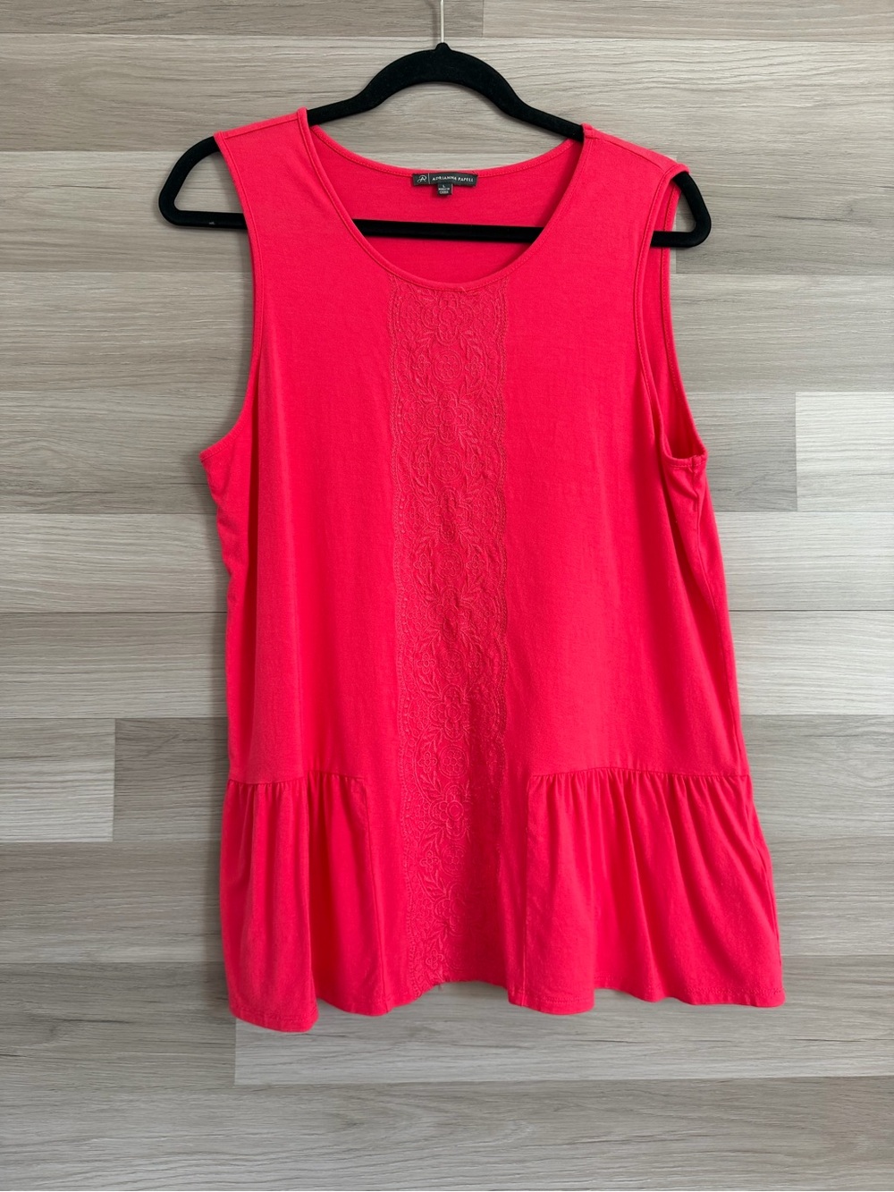 Adrianna Papell Women's Embroidered Peplum Tank Top Size L